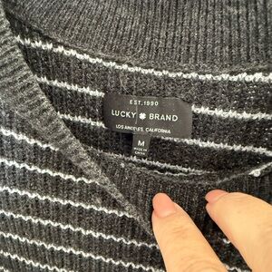 Lucky Brand, Cold Shoulder Sweater in Charcoal Color, size Medium